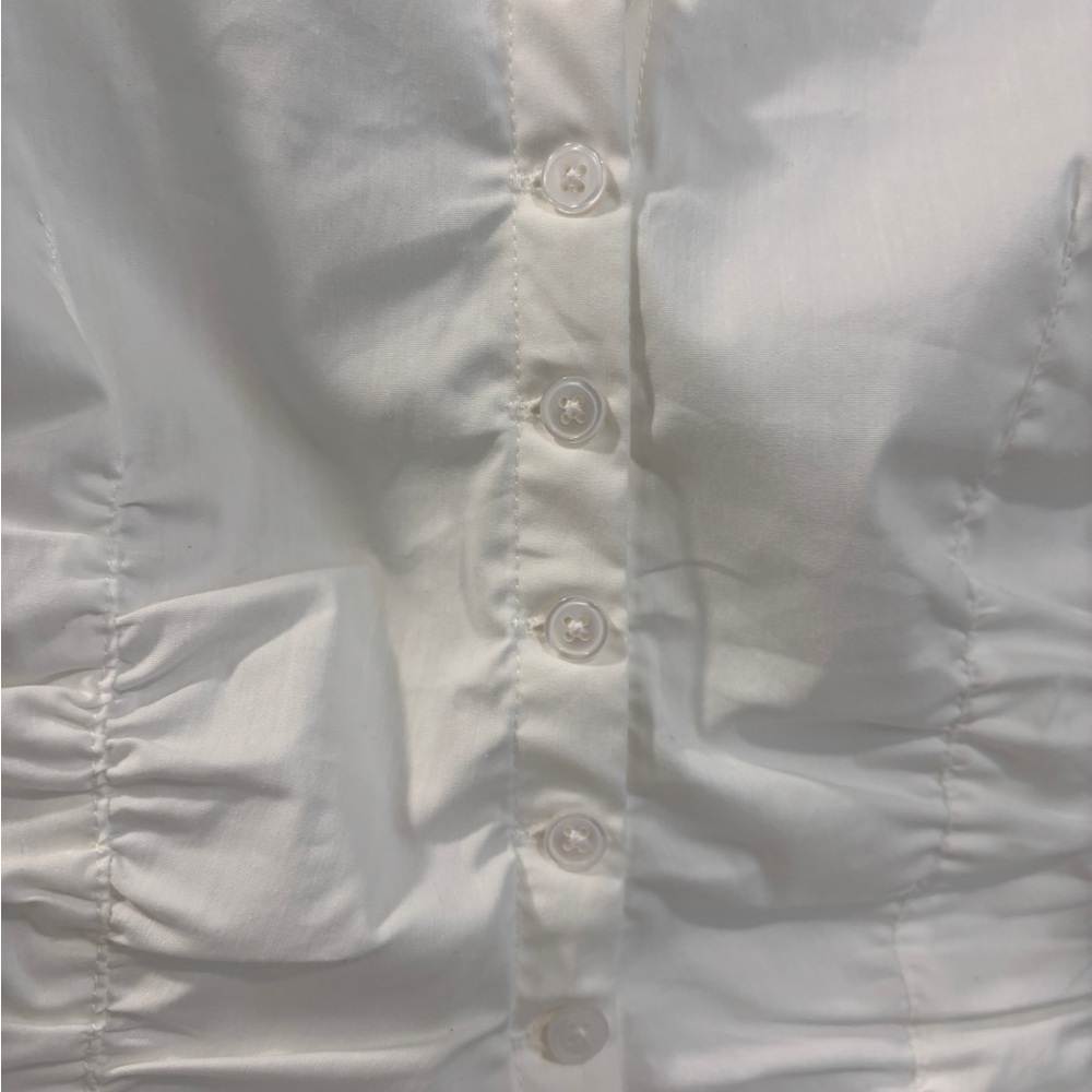 THACH Cape Cod - Mod Ref White Ruched Sleeveless Blouse NWT - Picture 2 of 5